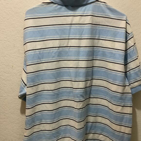 IZOD Men's Polo Shirt Adult XXL Navy Blue White Striped Short Sleeve NEW - Picture 5 of 7